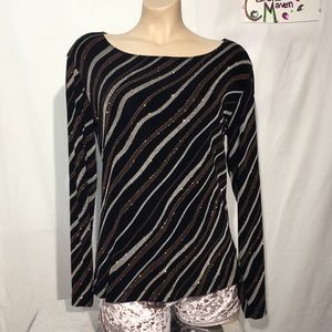 Chico’s long-sleeved top with gold sparkle